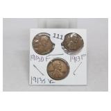 (3) Lincoln Cents 1913/1913-d/1913-s