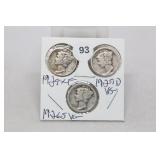 (3) Mercury Dimes  1926-s/1927-d/1929
