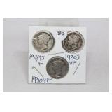 (3) Mercury Dimes 1929-s/1930/1930-s