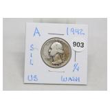 1942 Silver Washington Quarter