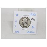 1943 Silver Washington Quarter