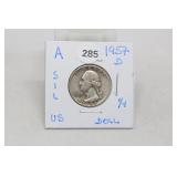 1957-d Silver Washington Quarter