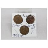 (3) Lincoln Cents 1915/1915-d/1915-s