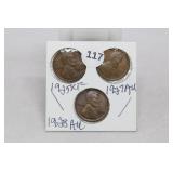 (3) Lincoln Cents 1925/1927-d/1928
