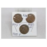 (3) Lincoln Cents 1918-d//1918-s/1919-s