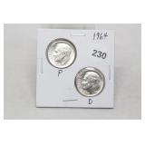 1964 P,D Dimes BU