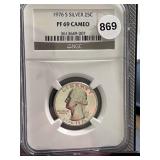 1976-S Silver Washington Qtr Proof NGC PF69 Cameo
