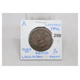 1792 London Duke of Lancaster 1/2 Penny
