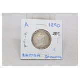 1890 Silver British 1 Shilling