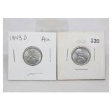 (2) AU Lincoln Cents 1943/1943-d