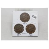 (3) Indian Head Cents 1903,04,05