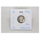 1916 Silver Mercury Dime
