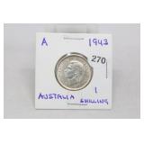 1943 Silver Australia 1 Shilling