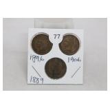 (3) Indian Head Cents 1896/1889/1906