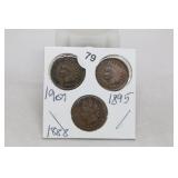 (3) Indian Head Cents 1885/1888/1907