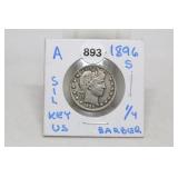 1896s Barber Quarter Dollar -Key Date