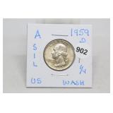 1959d Silver Washington Quarter