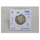 1915-s Silver Barber Quarter