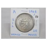 1968 Silver Mexico 25 Peso