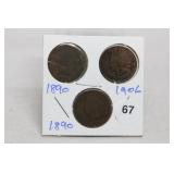 (3) Indian Head Cents