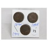 (3) Indian Head Cents