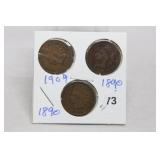 (3) Indian Head Cents