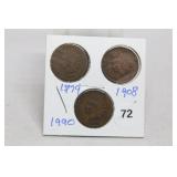 (3) Indian Head Cents