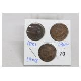 (3) Indian Head Cents