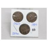 (3) Indian Head Cents