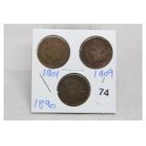 (3) Indian Head Cents