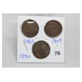 (3) Indian Head Cents