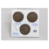 (3) Indian Head Cents