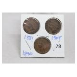 (3) Indian Head Cents
