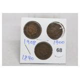 (3) Indian Head Cents