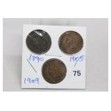 (3) Indian Head Cents