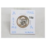 1962 MS Silver Washington Quarter