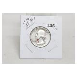 1961 D Silver Washington Quarter