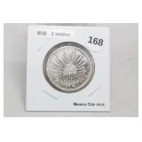 1843 2 Reales Mexico City Mint