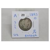 1893-o Silver Barber Quarter