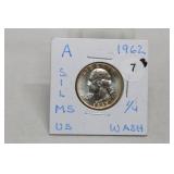 1962 MS Silver Washington Quarter