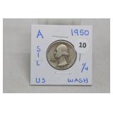 1950 Silver Washington Quarter