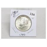 1964-d UNC Silver Kennedy Half Dollar