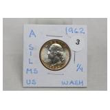 1962 MS Silver Washington Quarter