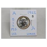 1962 MS Silver Washington Quarter