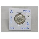 1958 Silver Washington Quarter