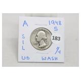 1948-s Silver Washington Quarter