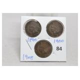 (3) Indian Head Cents
