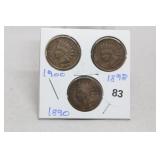 (3) Indian Head Cents