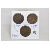 (3) Indian Head Cents
