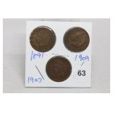 (3) Indian Head Cents